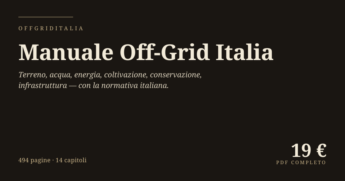 Copertina del Manuale Off-Grid Italia 2026