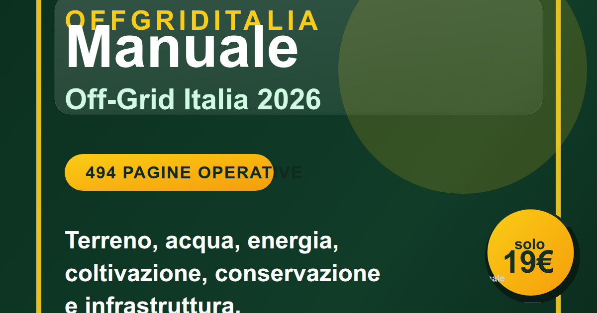 Copertina del Manuale Off-Grid Italia 2026